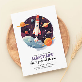 Första Resa runt Sol Rymden 1:a födelsedag Inbjudningar