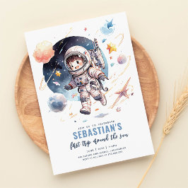 Första Resa runt Sol Rymden 1:a födelsedag Inbjudningar