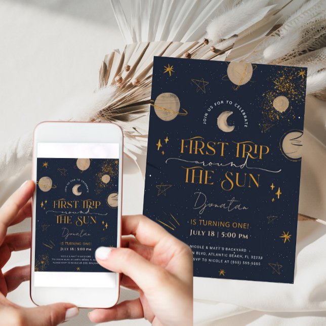 Första Resa runt Sol:s födelsedag Inbjudningar (Skapare uppladdad)