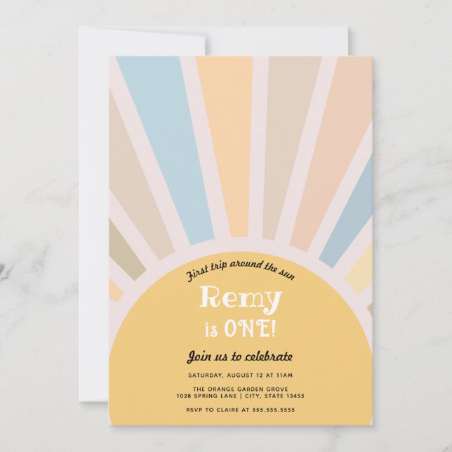 Första Resa runt Sol:s födelsedag Inbjudningar (Framsida)