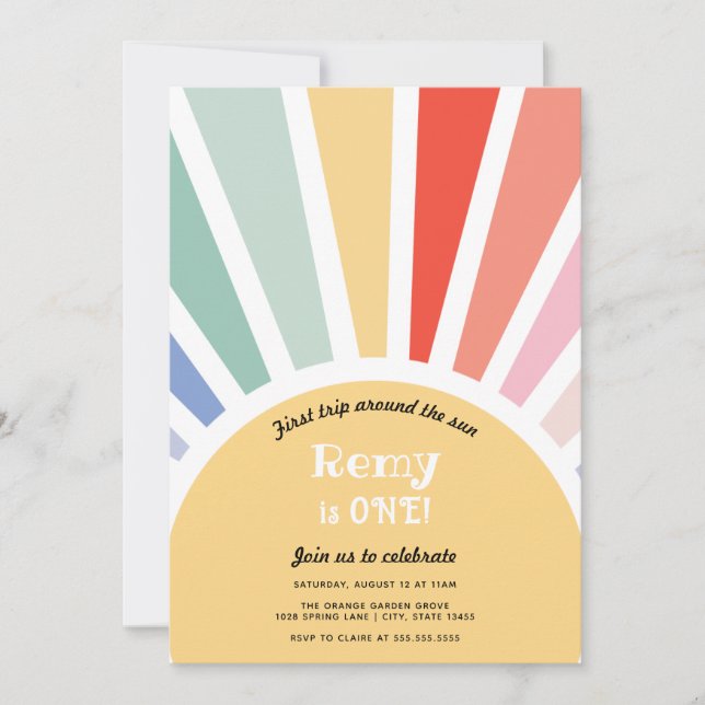Första Resa runt Sol:s födelsedag Inbjudningar (Framsida)