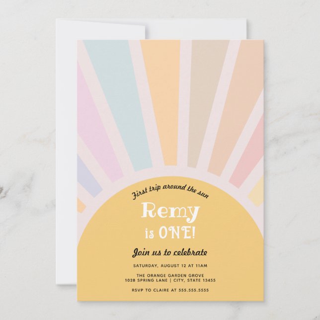 Första Resa runt Sol:s födelsedag Inbjudningar (Framsida)