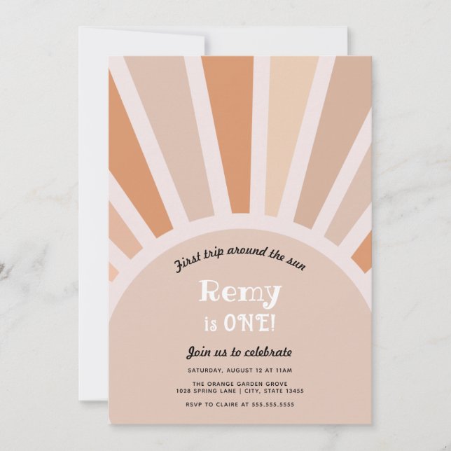 Första Resa runt Sol:s födelsedag Inbjudningar (Framsida)