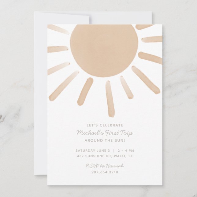 Första Resa runt Sol:s första födelsedag Inbjudningar (Framsida)