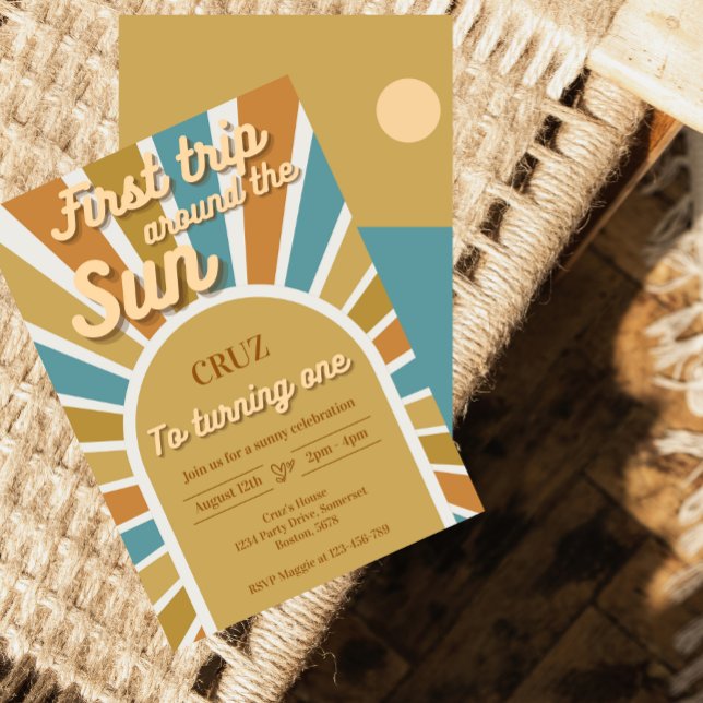 Första Resa runt Sol:s första födelsedag Inbjudningar (Skapare uppladdad)