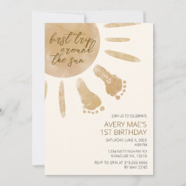 Första Resa runt Sol:s första födelsedag Inbjudningar