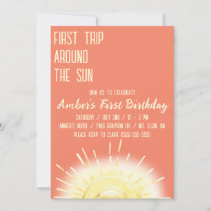 Första Resa runt Sol, Sunrise 1a Birthday Inbjudningar
