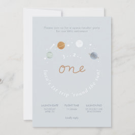 Första Resa-rymdtema 1:a födelsedagsinbjudan Inbjudningar