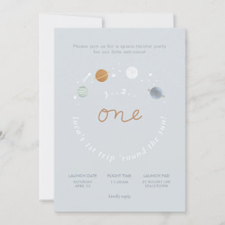 Första Resa-rymdtema 1:a födelsedagsinbjudan Inbjudningar