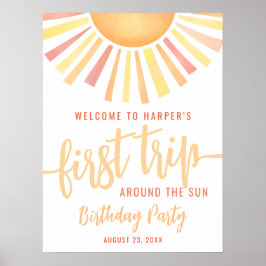 Första Resan Runt Solen 1-års Födelsedagsfirande Poster