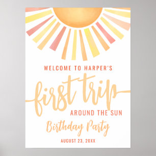Första Resan Runt Solen 1-års Födelsedagsfirande Poster