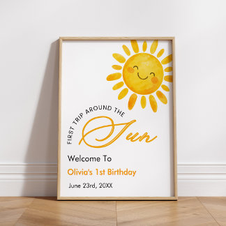 Första resan runt solen 1-års välkomstskylt poster