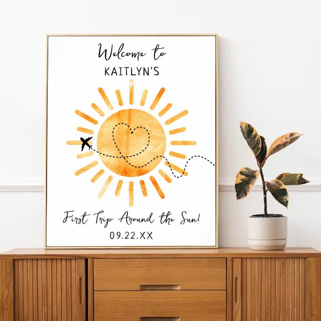 Första resan runt solen 1-års välkomstskylt poster (Skapare uppladdad)