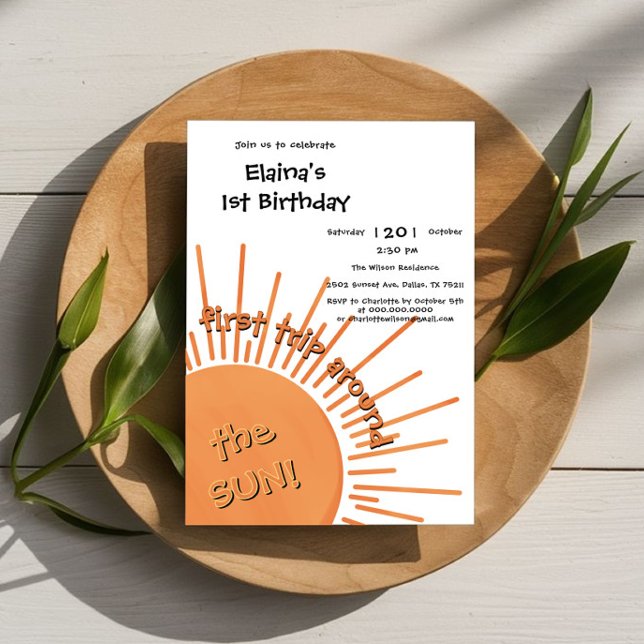 Första resan runt solen 1-årsdag inbjudningar (Skapare uppladdad)