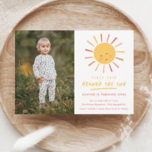 Första resan runt solen 1-årsdag inbjudningar