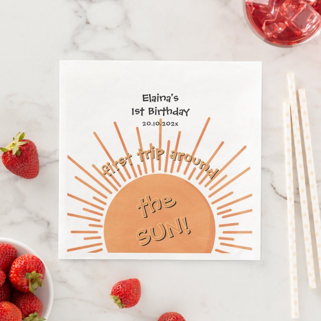 Första resan runt solen 1-årsdag pappersservett (Insitu)