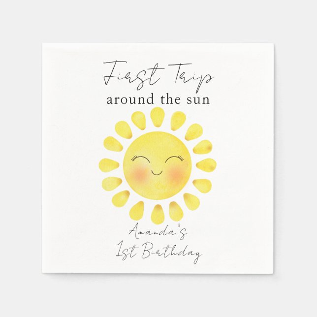 Första resan runt solen 1-årsdag  pappersservett (Framsidan)