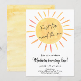 Första Resan Runt Solen Boho Solsken Födelsedag Inbjudningar