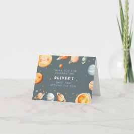 Första resan runt solen födelsedag tackkort