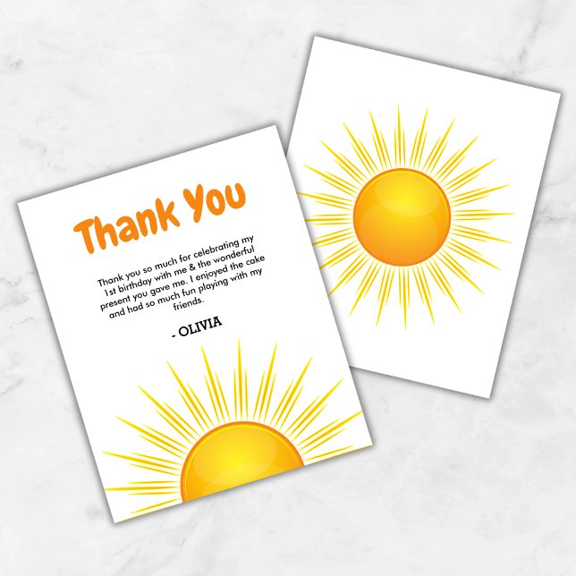 Första resan runt solen Födelsedags tackkort  (Budget First Trip Around the Sun 1st Birthday Thank You Card  )