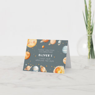 Första resan runt solen födelsedags tackkort