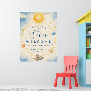 Första Resan Runt Solen Första Födelsedagen Välkom Poster