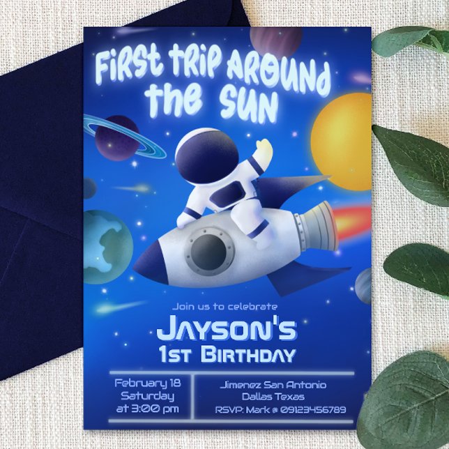 Första resan runt solen - inbjudan till yttre rymd (First Trip Around the Sun - Outer Space Invitation)