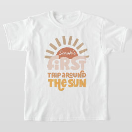 Första Resan Runt Solen Retro Barn 1-årsdag T Shirt
