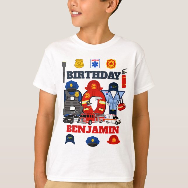 Första responder Birthday Boy-akutet T Shirt (Framsida)
