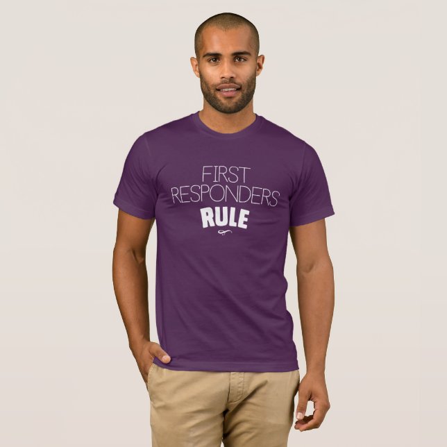 Första Responders härskar - vit Tee Shirt (Hel framsida)