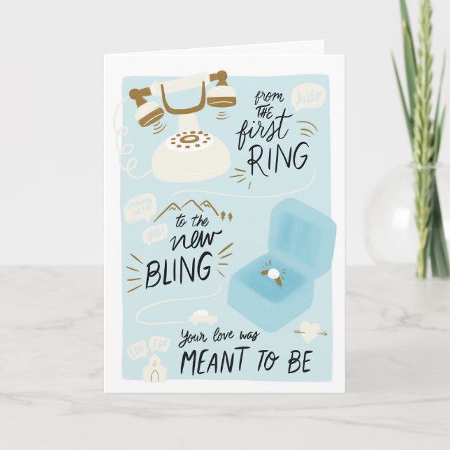 Första Ring till New Bling Grattis Bröllop Kort (Framsida)