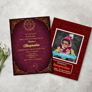 Första Riset ’Annaprashan’ Indian Baby Image Inbjudningar