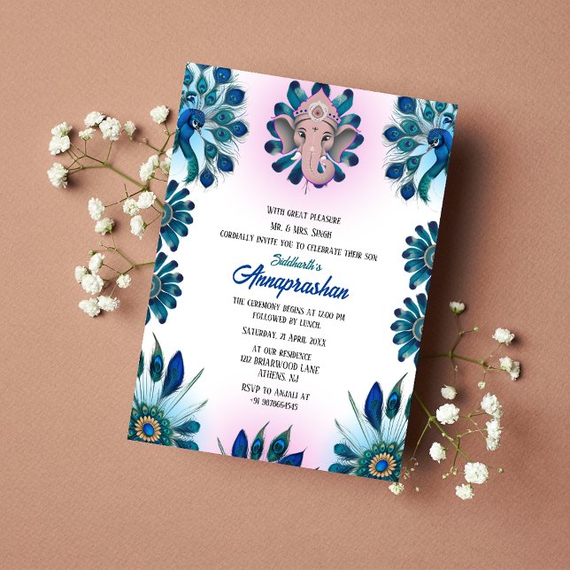 Första Riset "Annaprashan" Indiska husdjursinbjuda Inbjudningar (Skapare uppladdad)