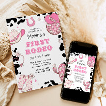 Första rodeo 1:a födelsedag rosa Flickfödelsedag