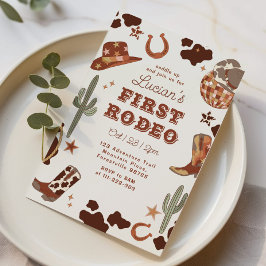 Första rodeo 1:a födelsedag Vilda western cowboy Inbjudningar