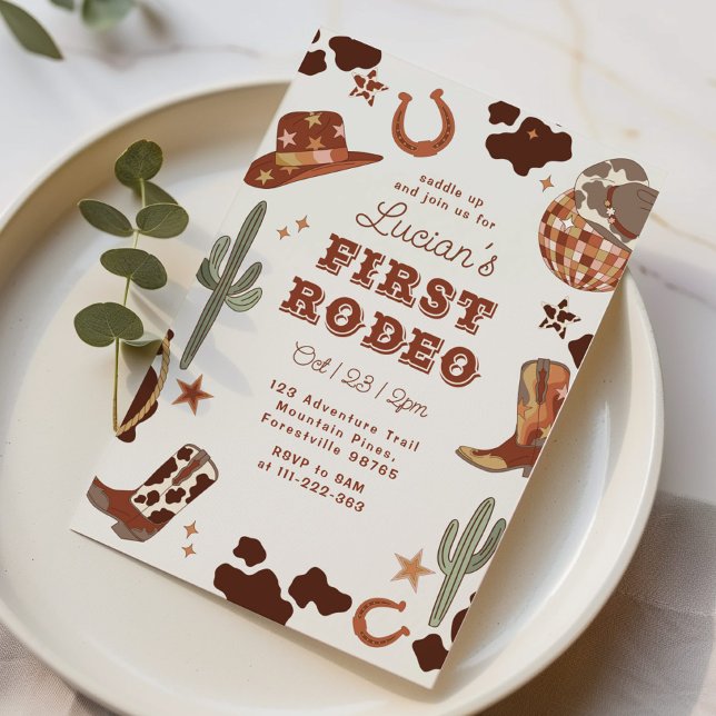 Första rodeo 1:a födelsedag Vilda western cowboy Inbjudningar (Skapare uppladdad)