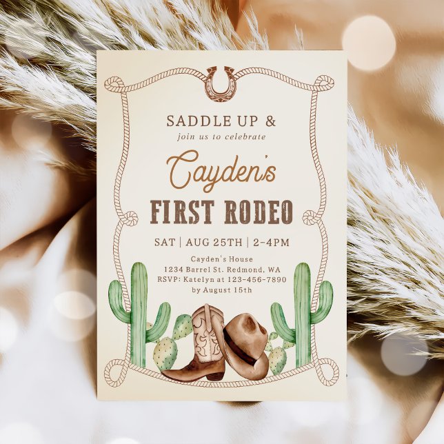 Första rodeo 1:a födelsedag Westerna Cowboy Inbjudningar (Skapare uppladdad)