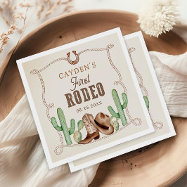Första rodeo 1:a födelsedag Westerna Cowboy Pappersservett