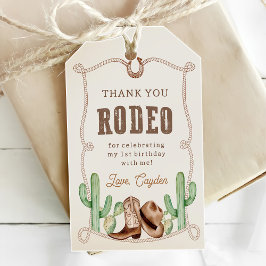 Första rodeo 1:a födelsedag Westerna Cowboy Presentetikett