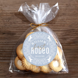 Första rodeo 1:a födelsedagarmärket - ljusblå Väst Runt Klistermärke