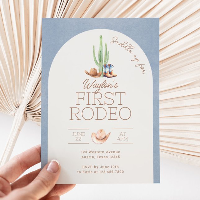 Första rodeo 1:a födelsedagsinbjudan inbjudningar (First Rodeo Birthday Invitation)