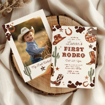 Första rodeo 1-års födelsedag Western cowboy foto