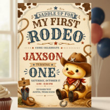 Första Rodeo 1-års födelsedagsinbjudan för Cowboy