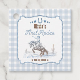 Första Rodeo 1-årsdag Blå Western Gåvor Etiketter