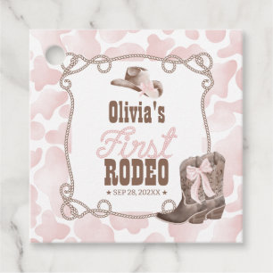 Första Rodeo 1-årsdag Dusty Rosa Gåvor Etiketter