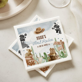 Första Rodeo 1-årsdag Rustik Vilda Västern Pappersservett