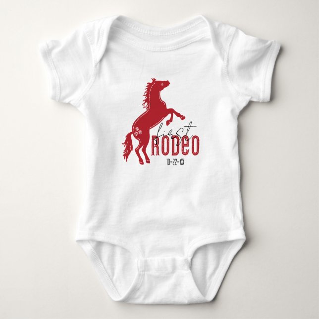 Första Rodeo Baby Bodykostym - Westerna födelsedag T Shirt (Framsida)