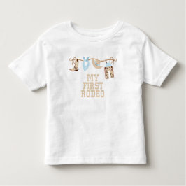 Första Rodeo Babyblå och tan Födelsedag  T Shirt