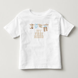 Första Rodeo Babyblå och tan Födelsedag  T Shirt