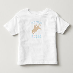 Första Rodeo Babyblå och tan Födelsedag  T Shirt